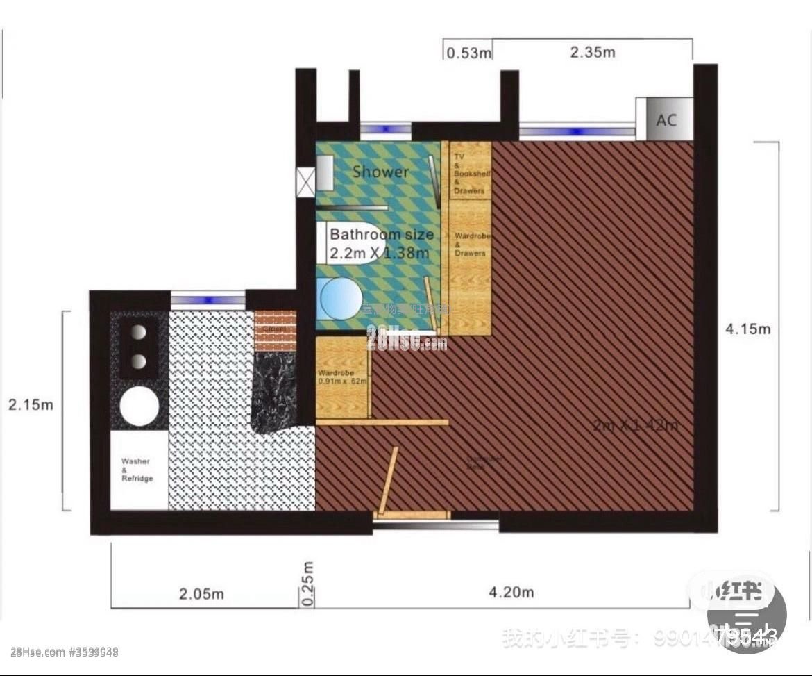 Kwun Hei Court Rental Studio , 1 Bathroom 280 ft²