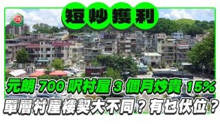 元朗700呎村屋3個月炒貴15%！單層村屋樓契大不同？有乜伏位？