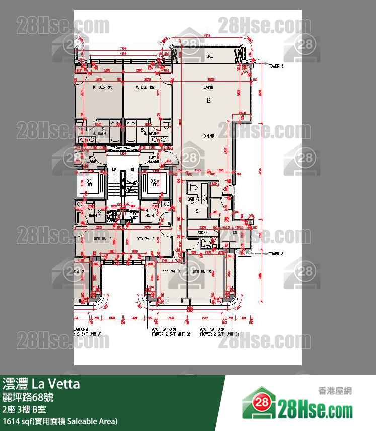 澐灃 單位平面圖(由 28Hse 提供) 澐灃 單位平面圖(由 28Hse 提供)