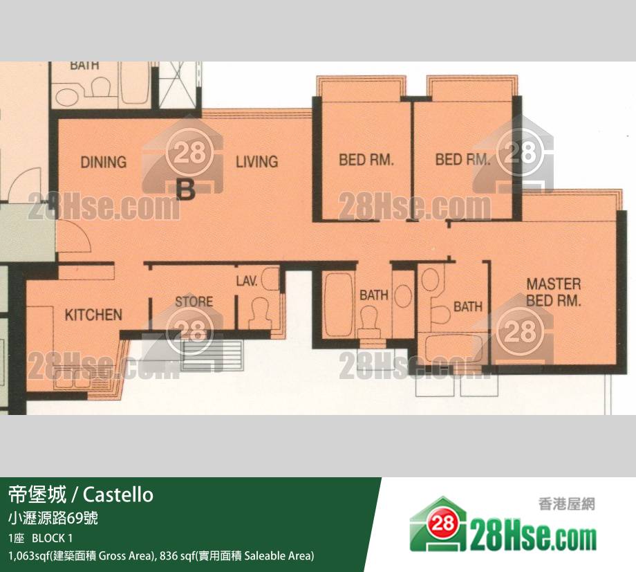帝堡城 1座 31樓 B室 平面圖 帝堡城 1座 31樓 B室 平面圖
