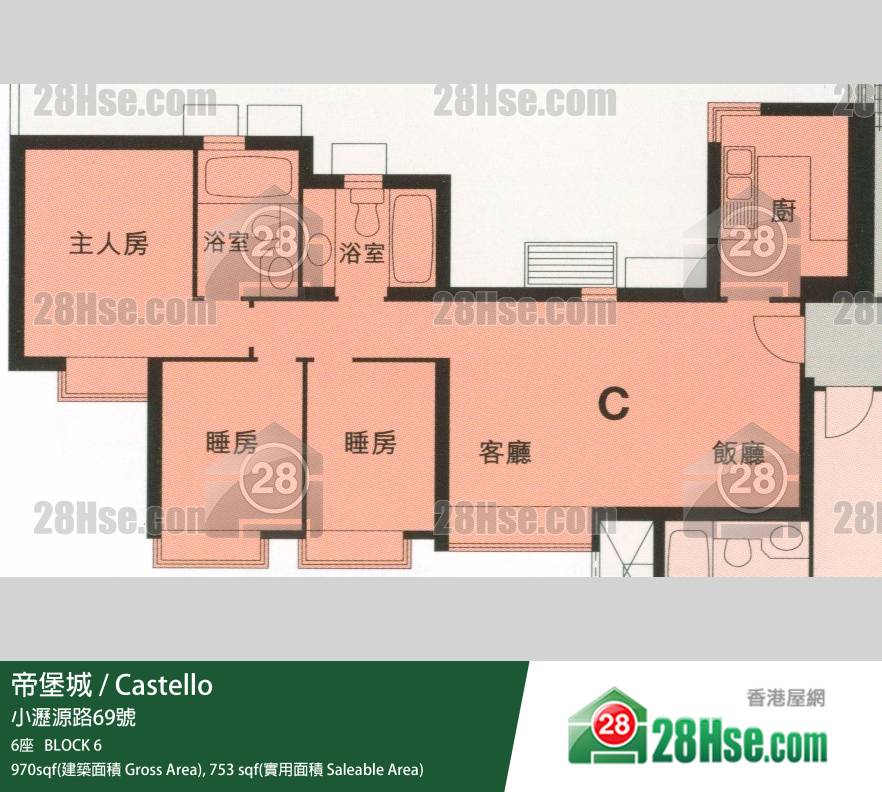 帝堡城 6座 5樓 C室 平面圖 帝堡城 6座 5樓 C室 平面圖