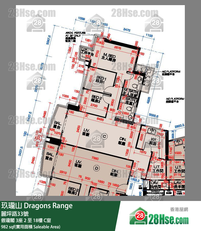 玖瓏山 單位平面圖(由 28Hse 提供) 玖瓏山 單位平面圖(由 28Hse 提供)