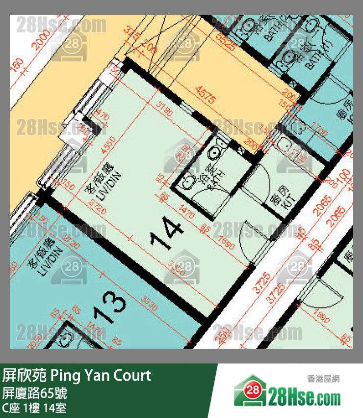 屏欣苑 單位平面圖(由 28Hse 提供) 屏欣苑 單位平面圖(由 28Hse 提供)