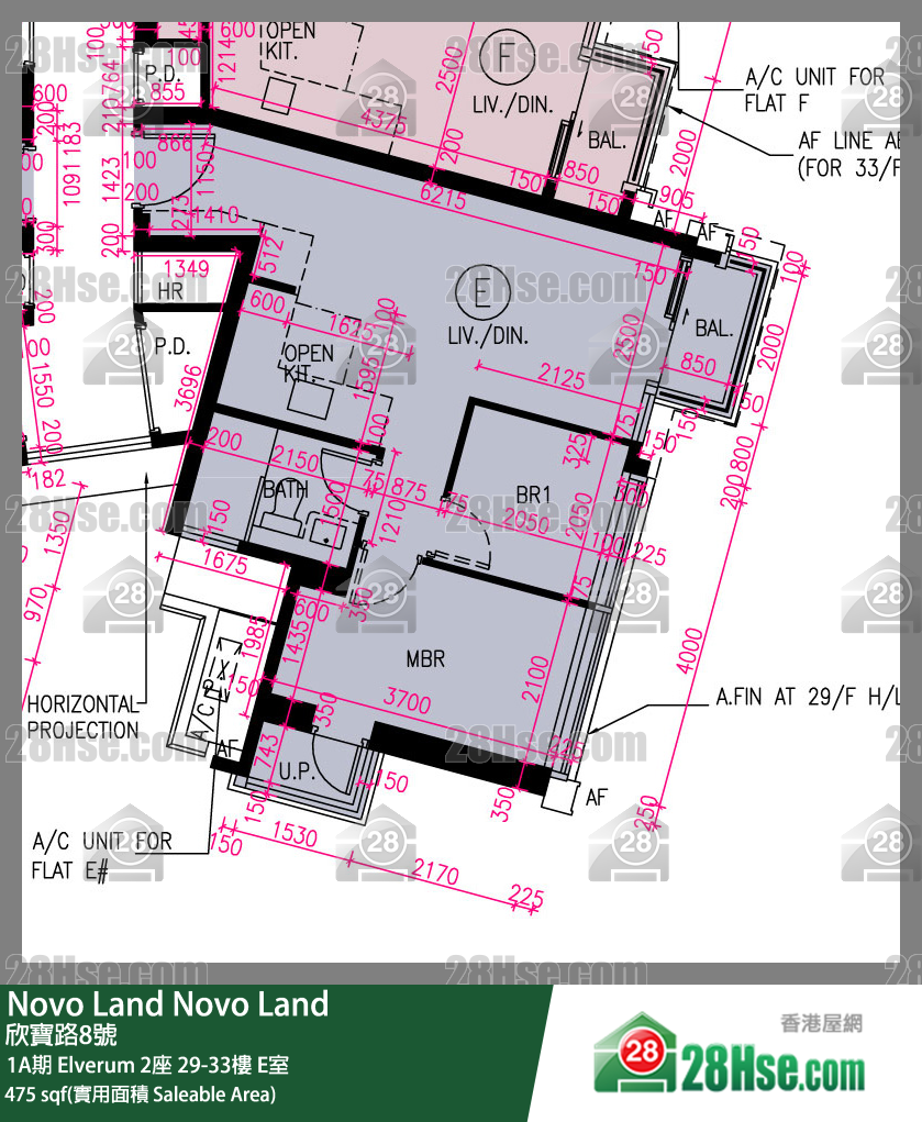 Novo Land 單位平面圖(由 28Hse 提供) Novo Land 單位平面圖(由 28Hse 提供)