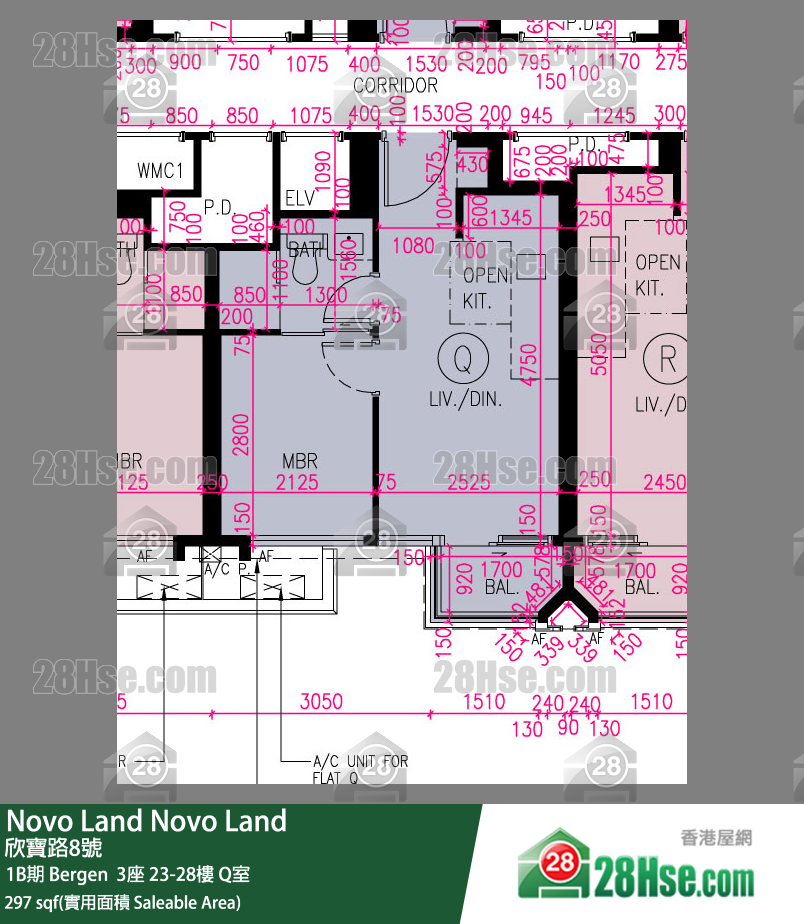Novo Land 單位平面圖(由 28Hse 提供) Novo Land 單位平面圖(由 28Hse 提供)