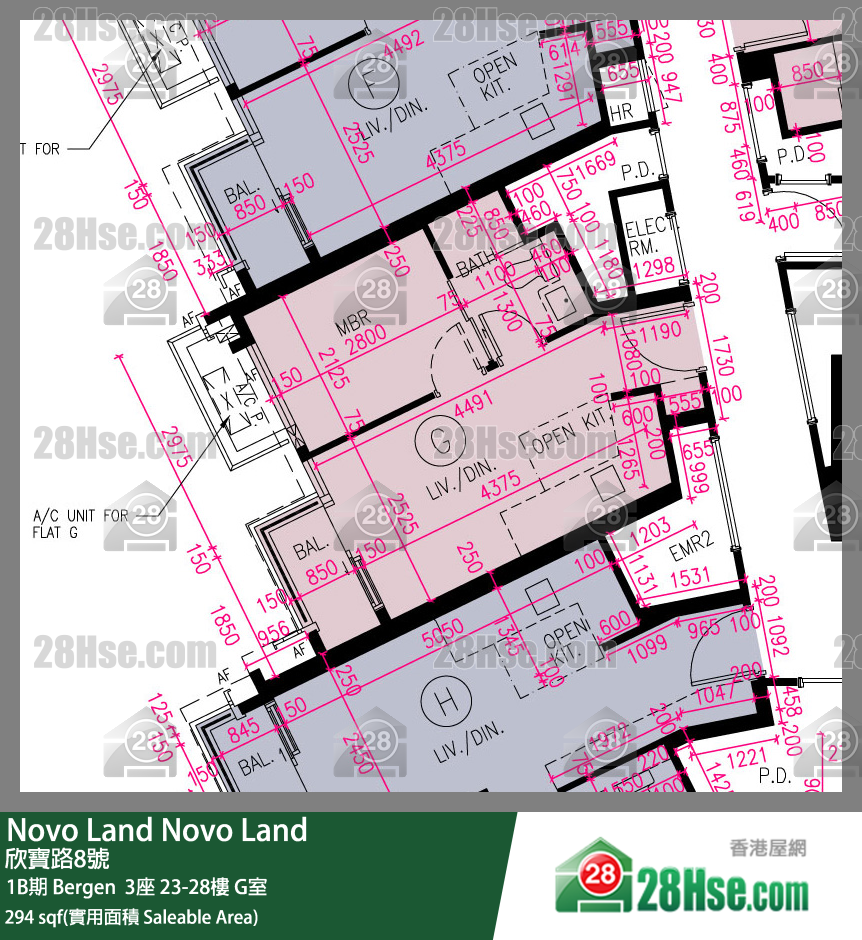 Novo Land 單位平面圖(由 28Hse 提供) Novo Land 單位平面圖(由 28Hse 提供)