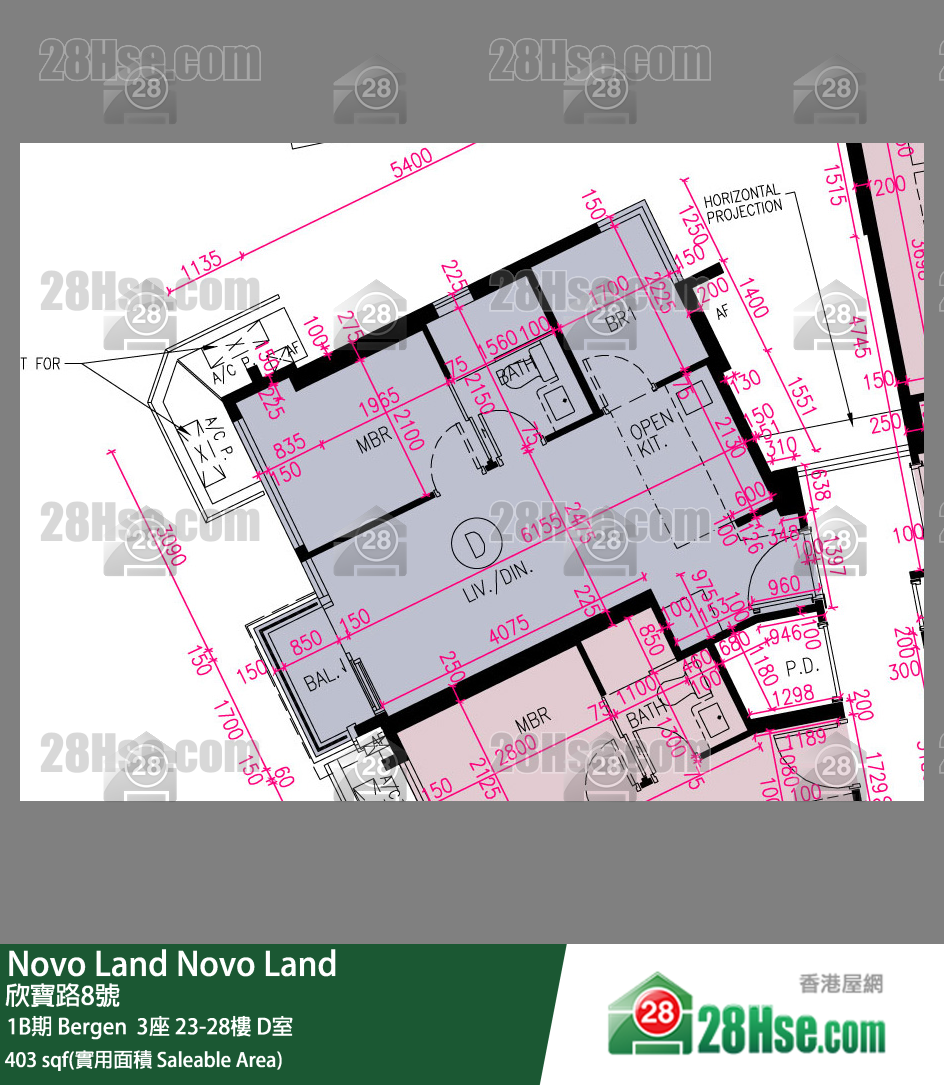 Novo Land 單位平面圖(由 28Hse 提供) Novo Land 單位平面圖(由 28Hse 提供)