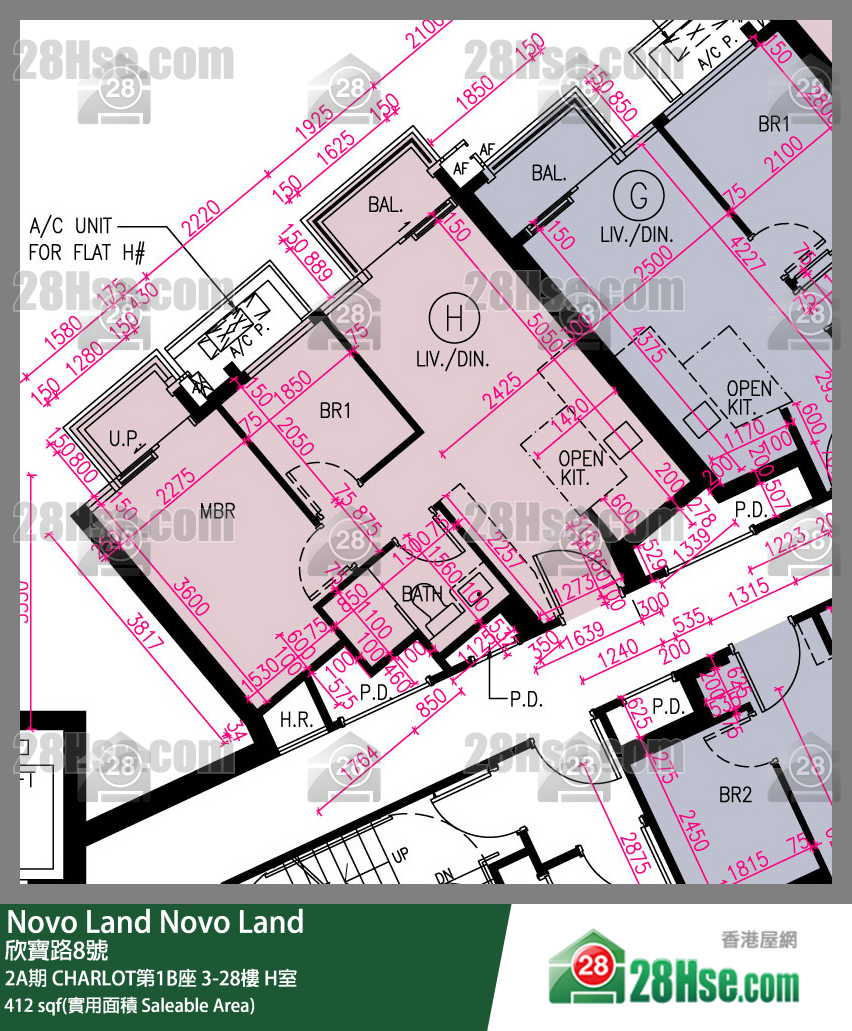 Novo Land 單位平面圖(由 28Hse 提供) Novo Land 單位平面圖(由 28Hse 提供)