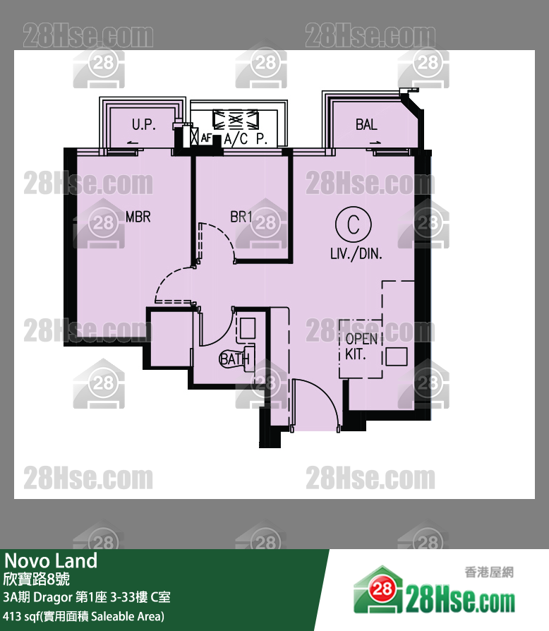 Novo Land 單位平面圖(由 28Hse 提供) Novo Land 單位平面圖(由 28Hse 提供)