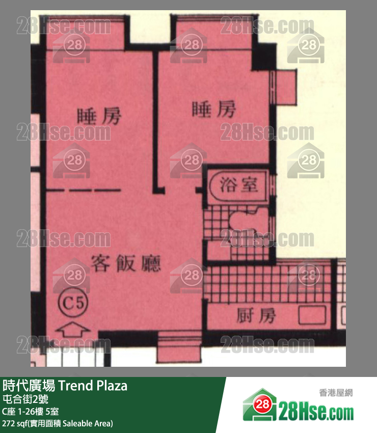 時代廣場 單位平面圖(由 28Hse 提供) 時代廣場 單位平面圖(由 28Hse 提供)