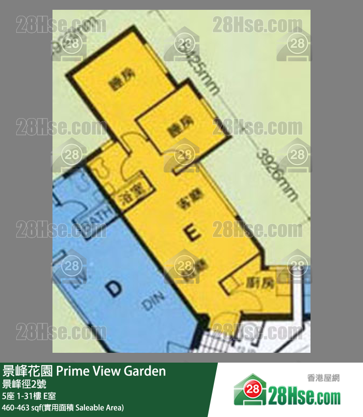 景峰花園 單位平面圖(由 28Hse 提供) 景峰花園 單位平面圖(由 28Hse 提供)