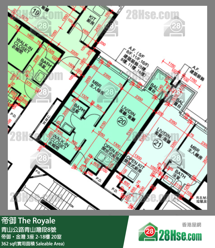 帝御 單位平面圖(由 28Hse 提供) 帝御 單位平面圖(由 28Hse 提供)