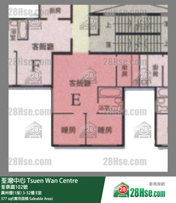 荃灣中心 單位平面圖(由 28Hse 提供) 荃灣中心 單位平面圖(由 28Hse 提供)