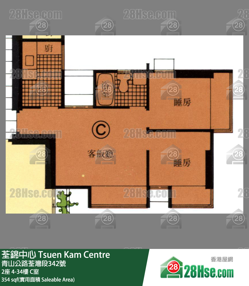 荃錦中心 單位平面圖(由 28Hse 提供) 荃錦中心 單位平面圖(由 28Hse 提供)