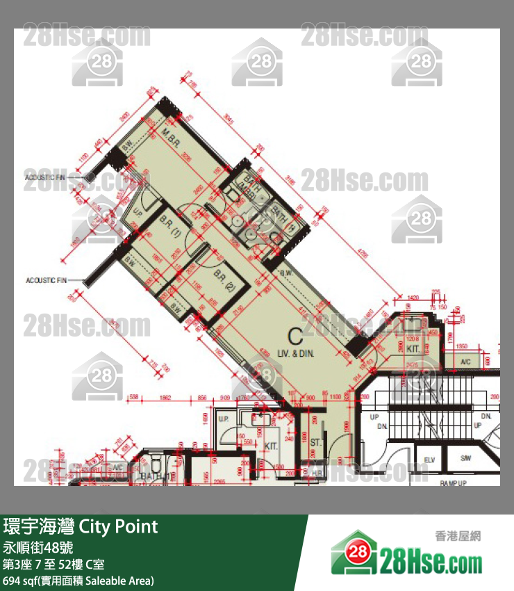 環宇海灣 單位平面圖(由 28Hse 提供) 環宇海灣 單位平面圖(由 28Hse 提供)