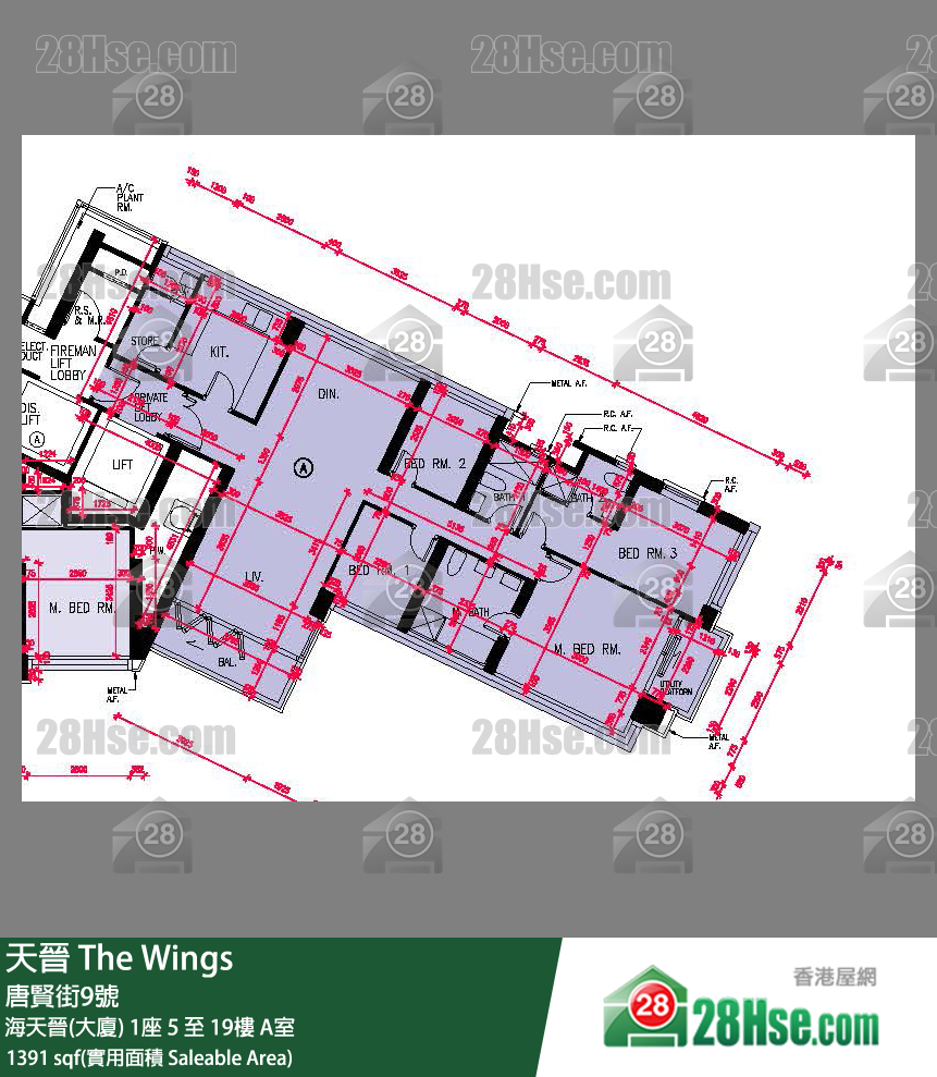 天晉 單位平面圖(由 28Hse 提供) 天晉 單位平面圖(由 28Hse 提供)