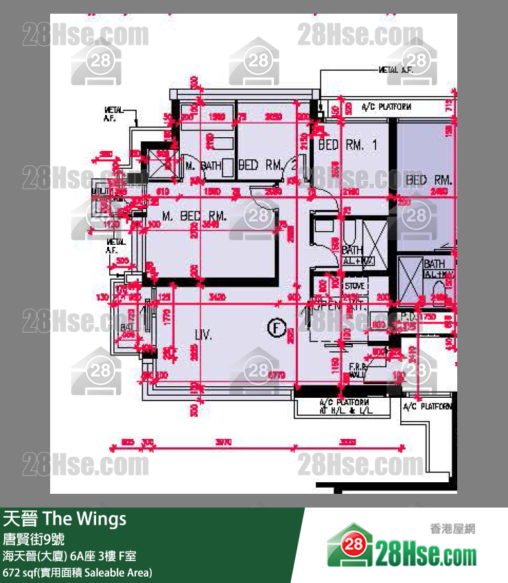 天晉 單位平面圖(由 28Hse 提供) 天晉 單位平面圖(由 28Hse 提供)