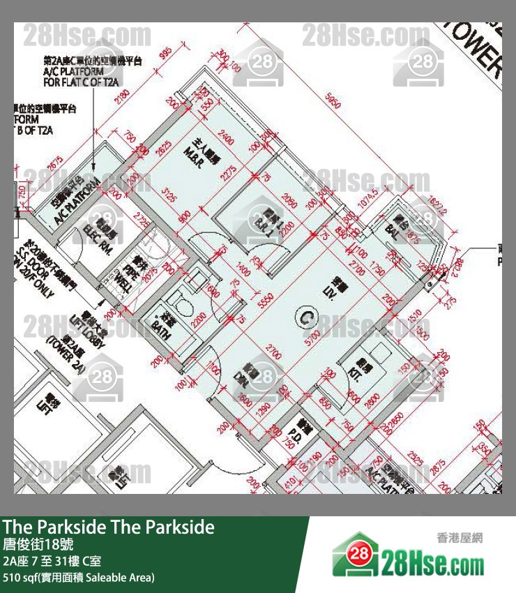 The Parkside 单位平面图(由 28Hse 提供) The Parkside 单位平面图(由 28Hse 提供)