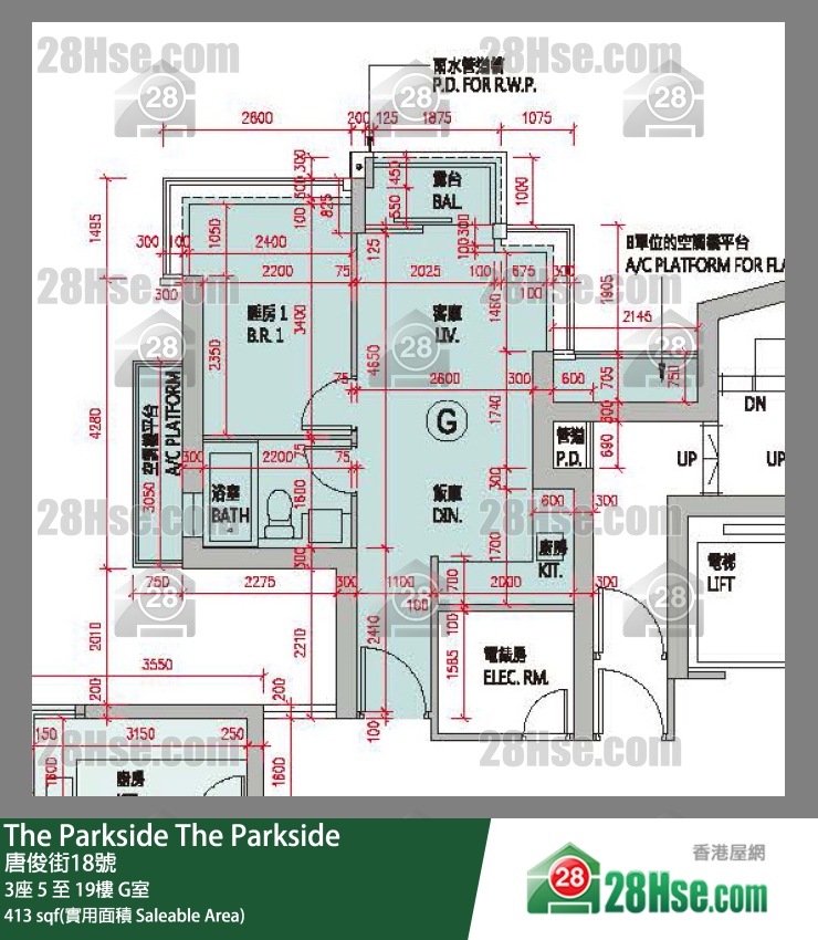 The Parkside 單位平面圖(由 28Hse 提供) The Parkside 單位平面圖(由 28Hse 提供)