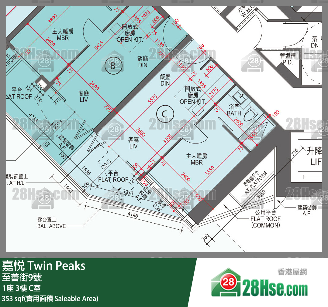 嘉悅 單位平面圖(由 28Hse 提供) 嘉悅 單位平面圖(由 28Hse 提供)