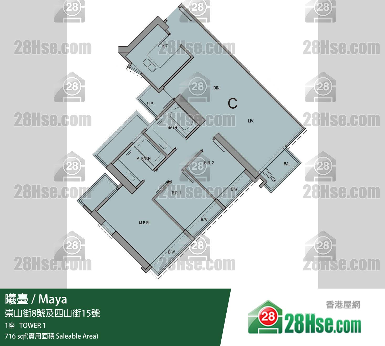 Maya, Flat C, 30/F, Tower 1 FloorPlan Maya, Flat C, 30/F, Tower 1 FloorPlan