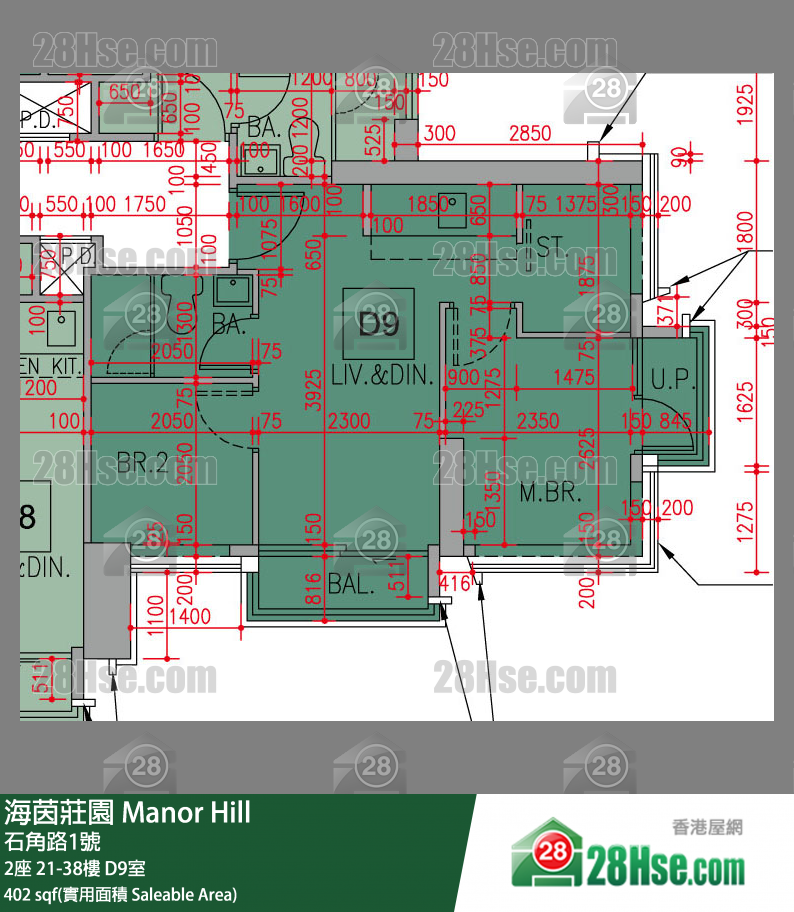海茵莊園 單位平面圖(由 28Hse 提供) 海茵莊園 單位平面圖(由 28Hse 提供)