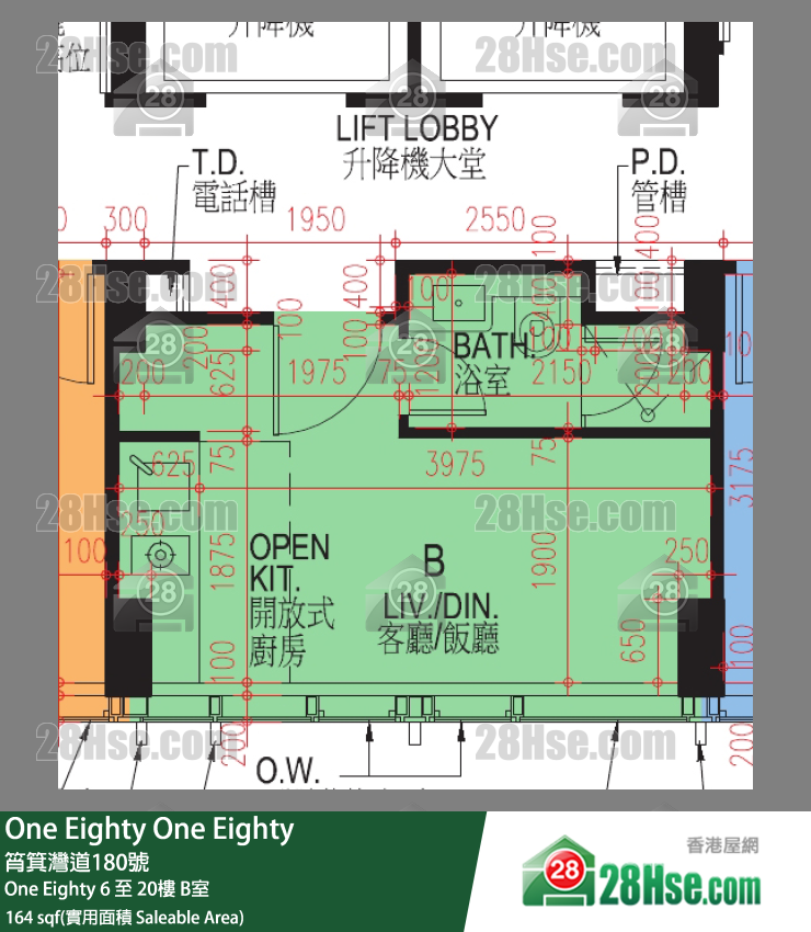 One Eighty 單位平面圖(由 28Hse 提供) One Eighty 單位平面圖(由 28Hse 提供)