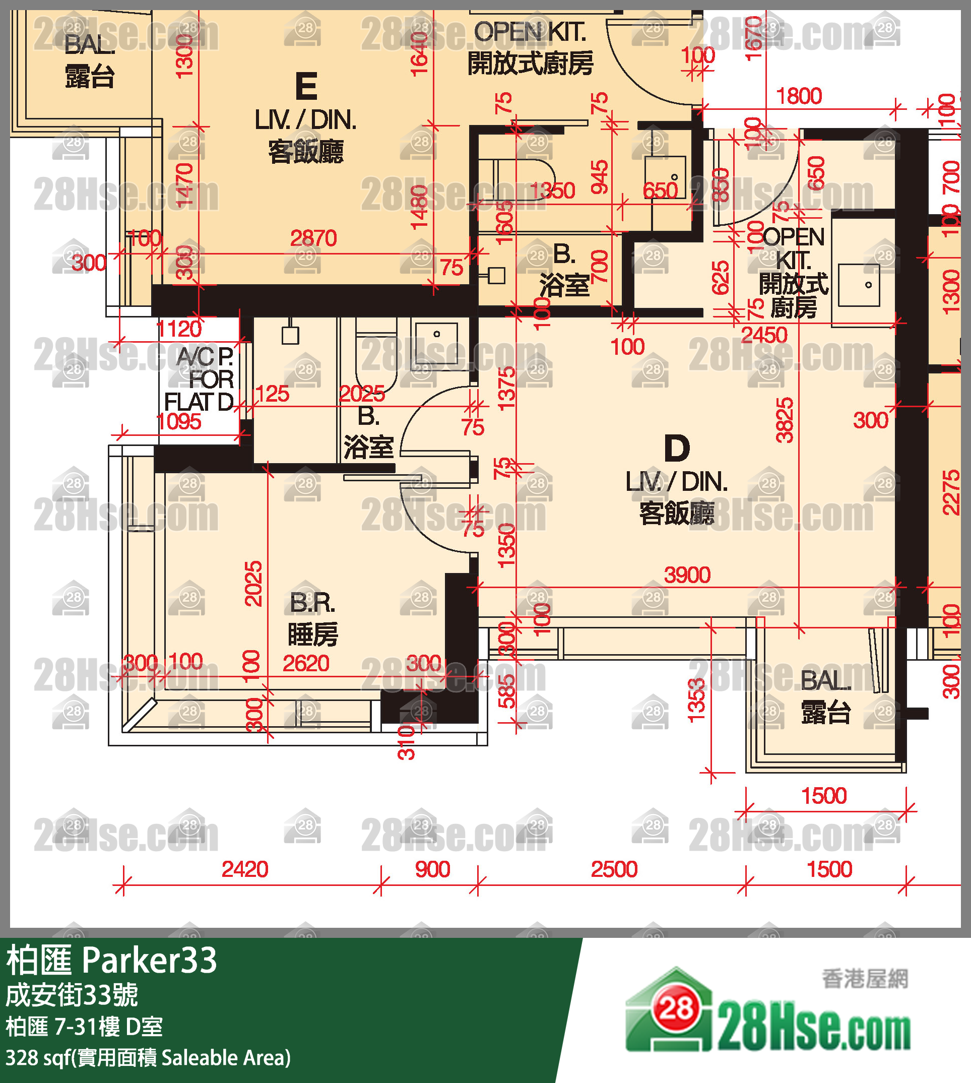 柏匯 單位平面圖(由 28Hse 提供) 柏匯 單位平面圖(由 28Hse 提供)