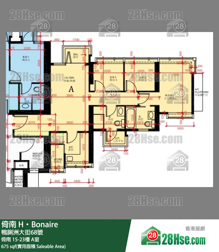 倚南 單位平面圖(由 28Hse 提供) 倚南 單位平面圖(由 28Hse 提供)