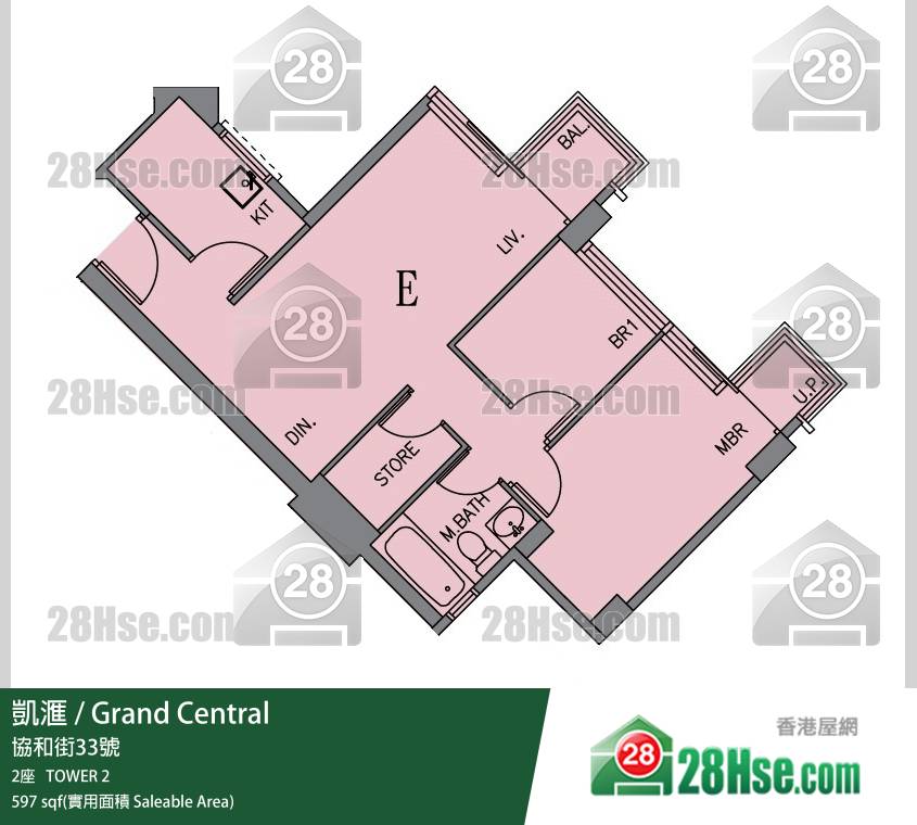 凱滙 第一期 2座 28樓 E室 平面圖 凱滙 第一期 2座 28樓 E室 平面圖