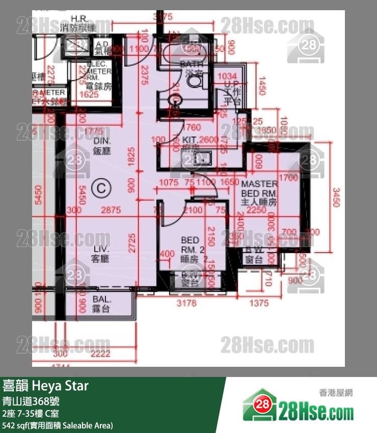 喜韻 單位平面圖(由 28Hse 提供) 喜韻 單位平面圖(由 28Hse 提供)