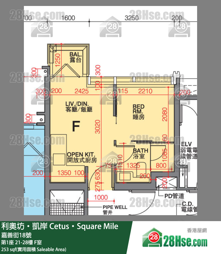 利奧坊凱岸 單位平面圖(由 28Hse 提供) 利奧坊凱岸 單位平面圖(由 28Hse 提供)