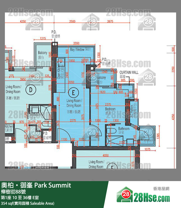 奧柏御峯 單位平面圖(由 28Hse 提供) 奧柏御峯 單位平面圖(由 28Hse 提供)