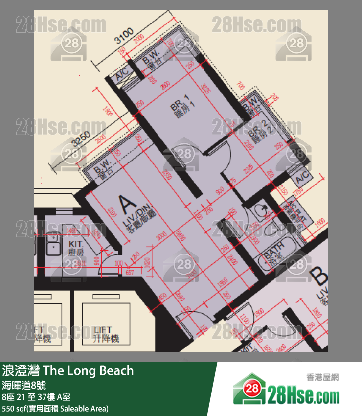 浪澄灣 單位平面圖(由 28Hse 提供) 浪澄灣 單位平面圖(由 28Hse 提供)