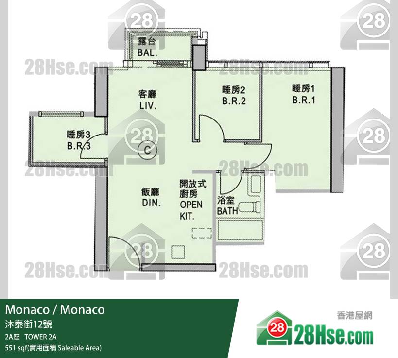 Monaco 第1期(Monaco) 2A座 23樓 C室 平面圖 Monaco 第1期(Monaco) 2A座 23樓 C室 平面圖