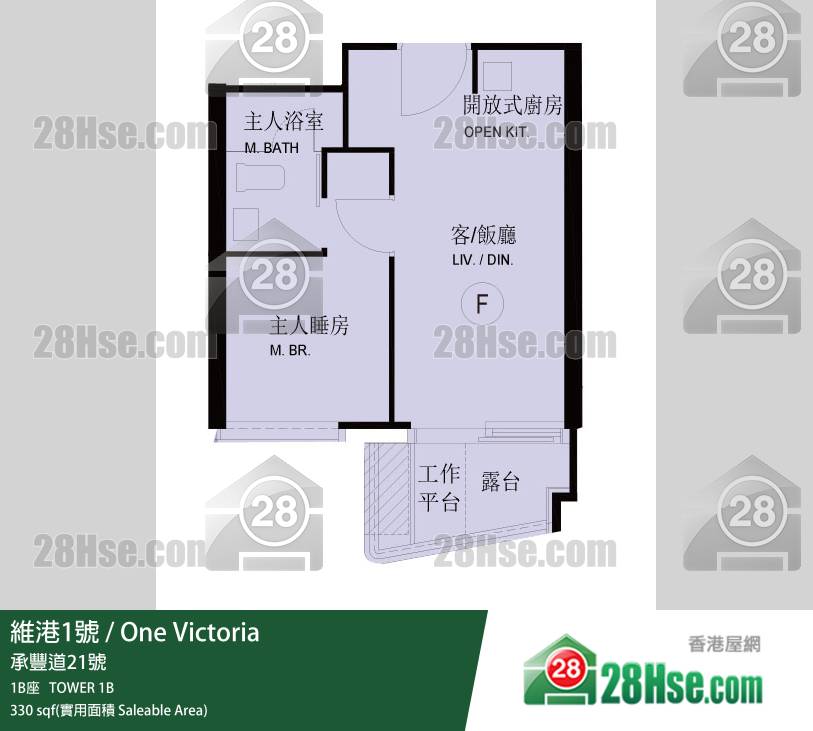 維港1號 1B座 28樓 F室 平面圖 維港1號 1B座 28樓 F室 平面圖